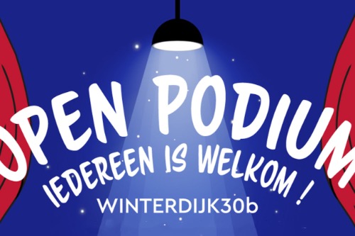 poster 'open podium' bij Winterdijk30b in Waalwijk